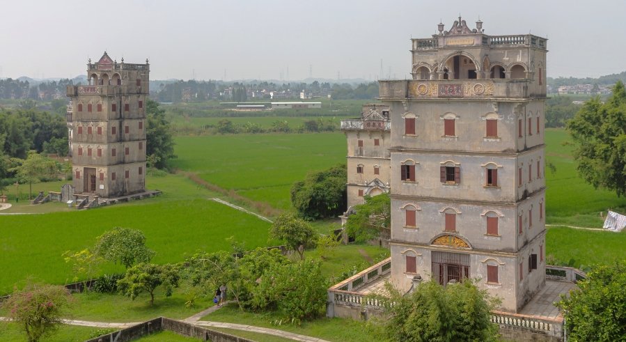 The Diaolou watchtowers, standing tall in Guangdong Province, China. Often overlooked by tourists, these watchtowers are remnants of a time when the region needed protection