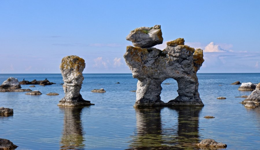 The rauks of Fårö Island are a product of millions of years of geological processes. These limestone formations were created during the Silurian period